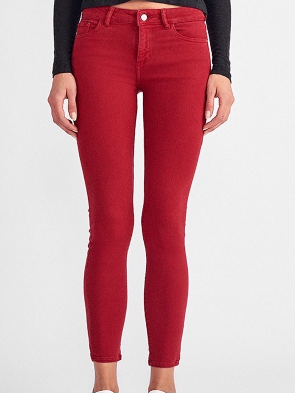 DL1961 Margaret Insta Sculpt Skinny Jeans Red Ankle Stretch Mid Rise Women Sz 30
